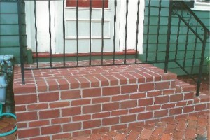 brick landing and steps